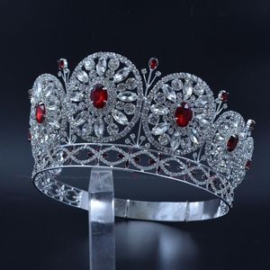 Rhinestone Crown Miss Pageant Yarışması için Güzellik Taçları Özel Özel Yuvarlak Çevreler Gelin Düğün Saç Takı Kafası Mo228 Y21975