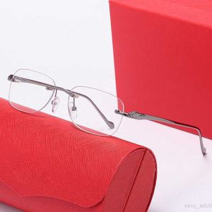 Tasarımcı güneş gözlükleri panter gözlük çerçevesi metal yüksek kaliteli UV400 rimless berrak lens erkekler için dikdörtgen şekil kadın moda lüks optik gözlükler fr