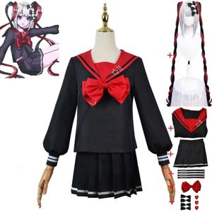 Cosplay oyunu yağmur kanel ame omg kawaii melek muhtaç kız aşırı doz kostüm peruk anime siyah kırmızı denizci üniforma cadılar bayramı