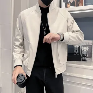Мужские куртки 2023, приталенная короткая куртка, весенне-осенняя стильная корейская мода, бейсбольный бомбер, верхняя одежда на молнии, мужская одежда Q650