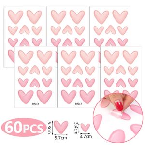 Adesivi murali 60 pezzi 6 fogli cuore rosa grandi cuori piccoli decalcomanie artistiche per bambini cameretta delle neonate sfondi per la scuola materna Decor 231017