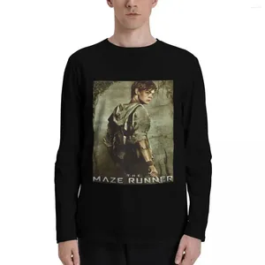 Erkek Polos Labirent Runner - T Poster Uzun Kollu T -Shirtler Komik Gömlek Sevimli Üstler Men için Siyah