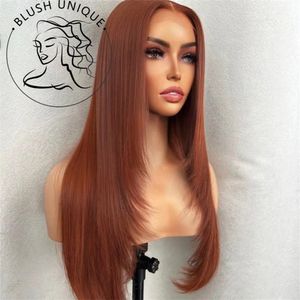 Dantelli peruk kırmızımsı kahverengi katmanlı peruklar bakır kırmızı dantel peruk siyah kadınlar için bordo katmanlı kesik peruk düz peruk cüruf sentetik saç 231016