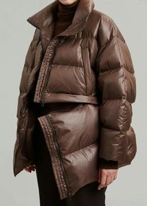 Куртка-пуховик, модное зимнее пальто, женский костюм с воротником-стойкой, свободная молния, съемная длинная и короткая повседневная хлопковая куртка