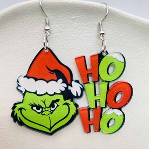 Noel Akrilik Küpeler Moda Karikatür Tasarımı Asimetrik Noel Ağacı Charm Dangles Hohoho Mektup Yıldız Kardan Adam Kar Tanesi Grinch Noel Baba Bırak Mücevher Hediyeleri
