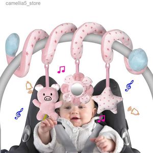 Mobiles# Car Seat Infant Baby Spiral Activity Hanging Toys Stroller Bar Crib Bassinet Mobile with Mirror BB Squeaker and Rattles Q231017
