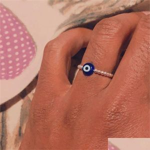 Кольцо-кольцо «Демон сглаза», уменьшающее давление, кольцо из стеклянных бусин для женщин, изысканное расслабление, тревога, медитация, регулируемые кольца, драгоценный камень Dhh9A