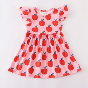 Kız Elbiseleri Butik İlkbahar Yaz Bebek Kız Elbise Elma Giyim Toptan Çocuk Moda Toddler Giyim 231016