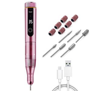 Nail Manicure Set Cordless Electric Drill Machine with LED Display Forward Reverse Direction E File for Acrylic Nails 231017