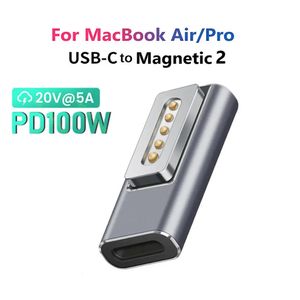 Адаптеры ноутбуков Зарядные устройства USB Тип C Магнитный ПД -адаптер для MAGSAFE 1 2 Air Pro светодиодный индикатор быстрого зарядного магнитного преобразователя 231018