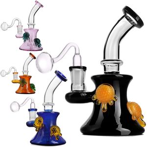 7 Zoll Höhe einzigartige rosa Bong Glas Wasserbongs Recycler Bohrinseln Rauchen Glas Wasserpfeifen Glaspfeife Schildkröte Dab Rigs mit 14 mm