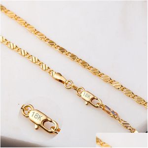 Zincirler 18K Altın Kaplama Zincirleri Erkekler 2mm 925 Sterling Sier Plaka Kolyeleri Kadınlar Moda Diy Düz Takı Aksesuarları Hediye Mücevher Dhpqh