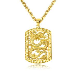 Uç Dragon Desen Kolye Kolye Zinciri 18K Sarı Altın Dolgulu Katı Yakışıklı Erkek Hediye Beyanı Jewelry324c