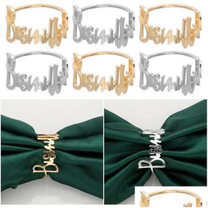 Napkin Rings Napkin Rings 6/12Pcs Alloy Letters Fashion Blessing Bismilah Home Party El Wedding Table Decorations Towel Chai Dhgarden Dhquh