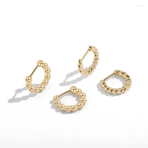 Серьги-кольца золотого цвета, маленькие бусины для женщин, минималистичные витые круглые серьги Huggies, маленькие обручи с пряжкой для ушей, ювелирные изделия