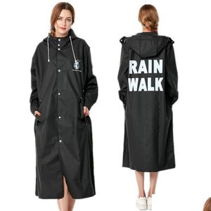 Yağmurluk moda büyük boy erkekler ve kadınlar ince siyah yağmur palto bayanlar su geçirmez uzun ince yağmurluk adts yağmur giysisi 230803 damla dhlqg