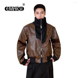 Erkek Ceketler Sonbahar Kış Stand Boyun Kısa Ceket Erkek Kadın Kore Sokak Giyim Moda Gevşek Sıradan Vintage Deri Bombacı Ceket