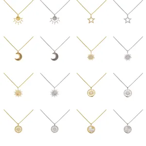 Ожерелья с подвесками, ювелирное ожерелье для женщин с набором цепочек, цирконовые подвески с микропрокладкой, луна, солнце, звезды, аксессуары, оптовая продажа