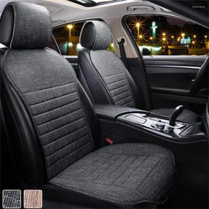 Araba Koltuğu Kapakları Backrest Hat Beige Gri Ön Yastık Protector ile Yaz Keten Kapağı Kamyon SUV MPV için Otomotiv İç Mekan