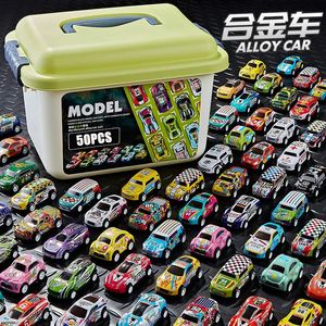 Aircraft Modle 30 50Pcs Alloy Racing Storage Box Iron Sheet Car Set Rebound Multiple Collection Childrens Toys Birthday Gift 231018
