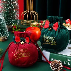 Рождественские украшения Санта-Сакс Тканевый подарочный мешок с ручкой для конфет Елка для домашнего стола 2023 год Red Noel Xmas Presents 231018