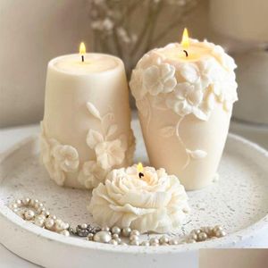 Velas Velas DIY Nordic Rattan Flowers Sile Vela Molde Yeso Forma Tallado Arte Aromaterapia Yeso Decoración para el hogar Boda G Dhgarden DHFOB