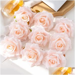 Weihnachtsdekorationen 100 Stück 10 cm Großhandel Künstliche Blumen für Scrapbook Home Decor Hochzeit Garten Rosenbogen Fake Silk Head Candy Dhxub