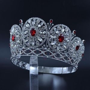 Rhinestone Crown Miss Pageant Yarışması için Güzellik Taçları Özel Özel Yuvarlak Çevreler Gelin Düğün Saç Takı Kafası Mo228 Y23019