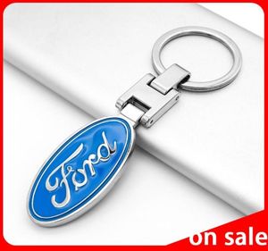 1pcs 3D Metal Araba Anahtarı Yaratıcı Çifte Logo Anahtar Halka Aksesuarları Ford Mustang Explorer Fiesta Focus Kuga Key Zincirleri1710367