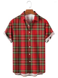 Camicie casual da uomo camicia estiva risvolto scozzese stampato per uomo T-shirt manica corta moda retrò divertente abbigliamento maschile streetwear