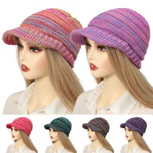 Women Casual Beanies For Girls Winter Keep Warm Caps Stitching Outdoor Plush Hats Crochet Knit Beanie Cap Outdoor