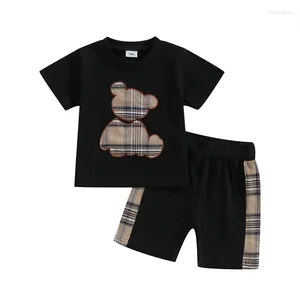 Giyim Setleri Toddler Boy Boy Kız Yaz Kıyafetleri Oyuncak Ayı Baskı Kısa Kollu T-Shirt Üstler ve Şort 2 PCS Sıradan Giysiler Seti