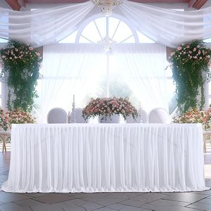 Table Skirt Tulle Wedding Table Cover Skirt Wrap Wedding Table Cloth Party Baby Shower Table Skirting Banquet Birthday Cake Table Skirt 231019