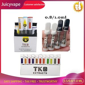 Toptan Atomizerler 0.8ml 1.0ml TKO Arabalar 1ml Seramik Kartuş Ambalaj TKO Ekstraktları Dab Pen Balmumu Buharlaştırıcı 510 İplik Boş Yağ Atomizer Kartuşları Otantik