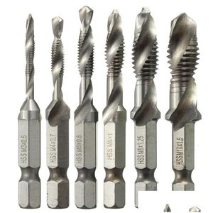 Matkap Bitleri 6 PCS/SET EL TAP MATKAK HEX SHANK HSS Vidalı Spiral Nokta İplik Metrik Fiş Bitleri M3 M4 M5 M6 M8 M10 Ev Bahçe Araçları Güç DHRSX