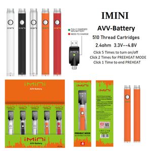 Верхний аутентичный Imini 380MAH 650MAH 510MAH Переменное напряжение 0,8 Ом сетчатая катушка 18 мл батарея e Сигарета 510 резьба для толстого масляного вейп -тележе