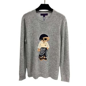 Дизайнерский свитер Ralphs Lawrence, оригинальное качество, осень/зима, новинка, тяжелая промышленность, вышивка, кукла-мишка, кашемировая шерстяная рубашка из смешанной вязки