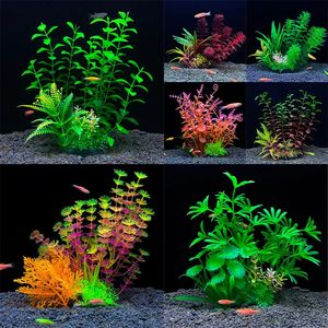 Aquários Decoração de aquário plástico artificial paisagismo plantas aquáticas ornamentos simulação aquário acessórios de tanque de peixes 230819