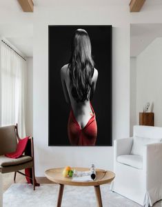 Modern yarım çıplak kadın posterler ve baskılar duvar sanatı tuval boyama seksi çıplak resimler oturma odası için ev dekor yok 6791402