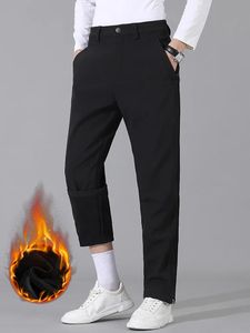 Erkek pantolon kış kalın sıcak polar astarlı streç golf pantolon su geçirmez düz rahat erkek pantolon artı boyut 8xl 231018