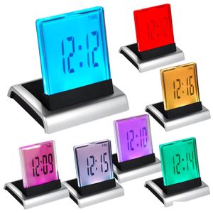 Masa Tablosu Saatleri 7 Renk Değişiklik LED Dijital LCD Çalar Saat Termometresi Ev Bahçe Ev Dekor Saatleri DHX0D