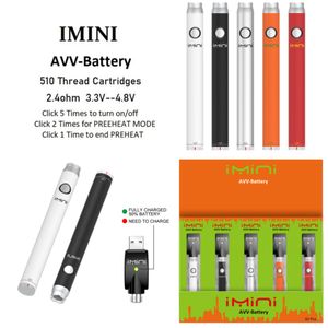 Otantik Imini AVV/AVB 380mAH Değişken Voltaj Ön Isıtma Pil E Sigara 510 Kalın Yağ Vape Kartuşları için İplik 3.3-4.8V Buhar için buhar için buhar Instock