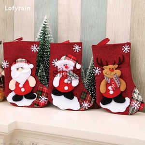 Noel Süslemeleri Lofytain Yeni Yıl Noel Envanter Çantası Noel Hediye Şeker Çantası Noel Dekorasyon Ev Navidad Socks Noel Ağacı Dekorasyonu X1019