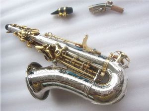 Yeni kavisli boyun soprano saksafon sc-9937ss sax b düz yüksek kaliteli pirinç nikel gümüş kaplama saksafon