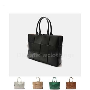 Color Large Knitted Capacity wallte Cowhide Fashion Korean Ol Simple Solid Commuter Women's Handbag Bag