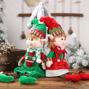 Noel dekorasyonları asılı bacak elf oturma duruş bebek elf oyuncak çocuklar Noel hediyesi alışveriş merkezi dekorasyon Noel süsleri po sahne 231019
