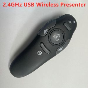 Nuovo presentatore wireless USB da 2,4 GHz con fascio di luce Puntatori laser rossi Penna USB RF Telecomando Presentazione PPT Powerpoint Pagina su / giù