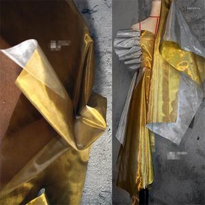 Tecido de roupas 45cm 140cm/peçaCreativo dupla face malha dura silhueta vestido ouro e prata tecidos de designer