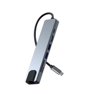 USB C HUB MULTERFORT ADAPTÖRÜ 100m USB-C HUB USB 3.0 5GBPS HDMI 4K 30Hz, 100W Güç Dağıtım, SD/TF Kart Yuvası, RJ45 7 MacBook İPad için 1 internet