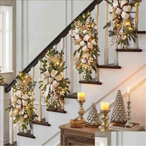 Noel dekorasyonları Noel dekorasyonları 1pc kordonsuz yarık merdiven g döşeme yanıyor merdiven dekorasyon led çelenk çelenk ev gar dheub
